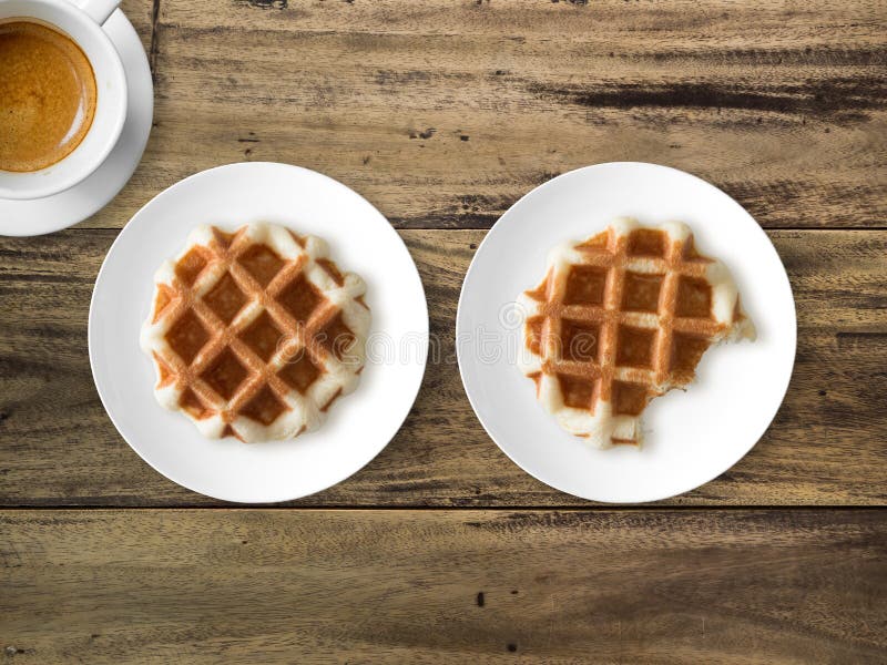 Breakfast Set of Waffles and Coffee. Stock Photo Image of drink