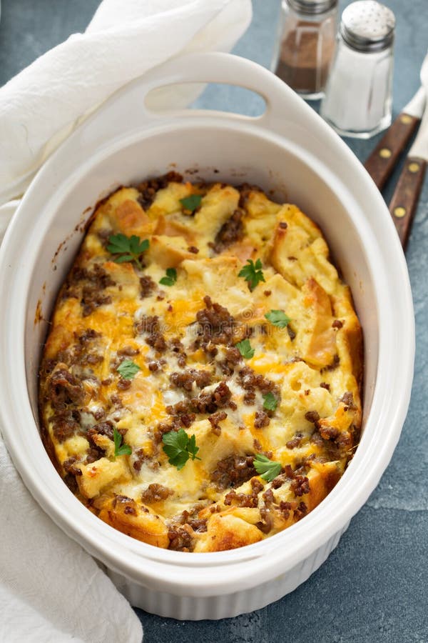 Breakfast Strata with Cheese and Sausage Stock Image Image of lunch