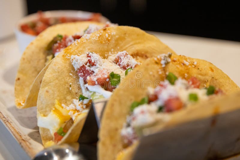 Breakfast Tacos in Corn Tortilla Stock Image - Image of plated
