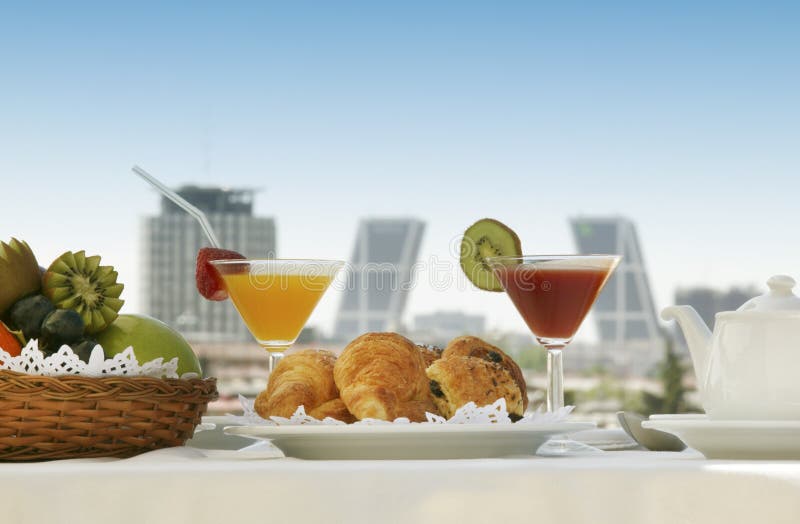 Breakfast in a Terrace at Madrid Stock Image Image of orange, juice