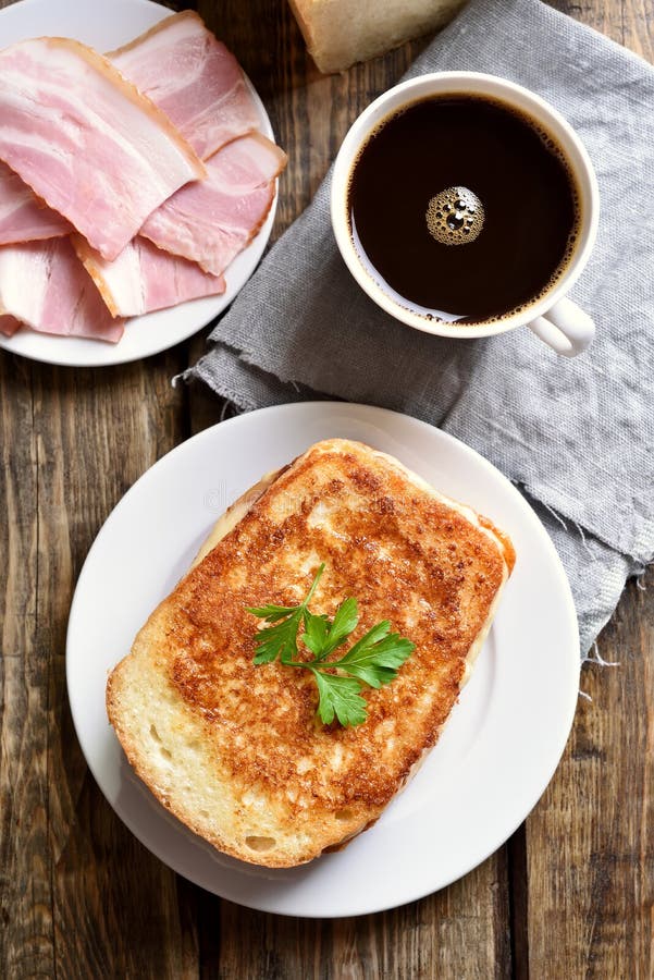 Breakfast Toast Sandwich and Coffee Stock Photo Image of filled