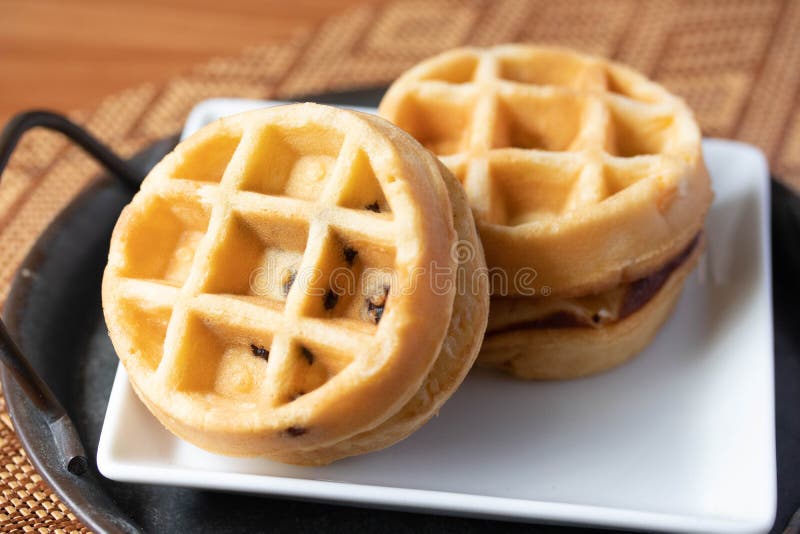 Breakfast Vanilla Waffles on a Tray Stock Photo Image of crispy