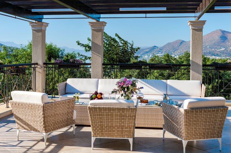 Breakfast on the Veranda of a Luxury Home Stock Photo Image of