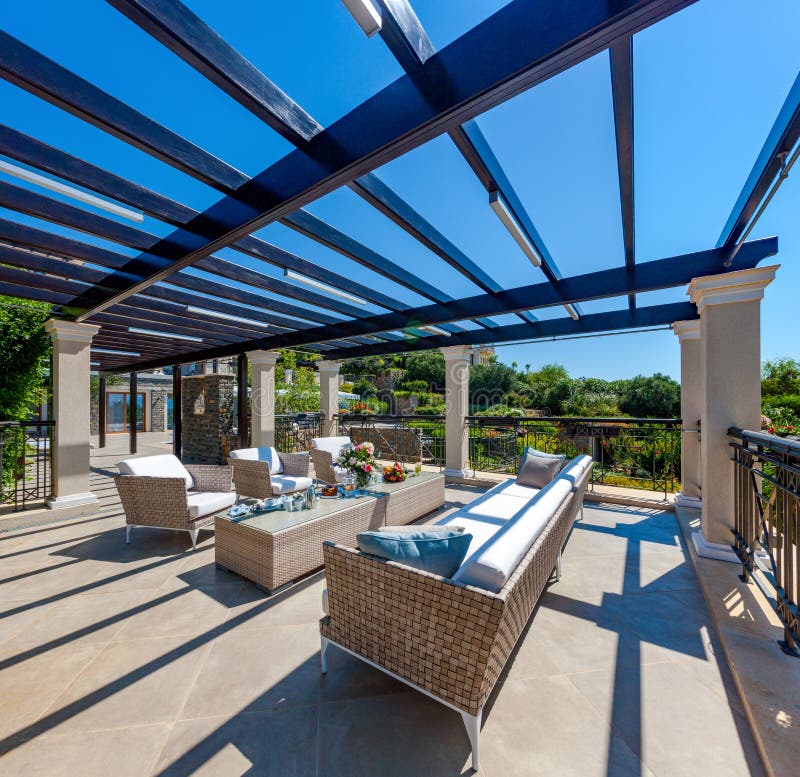 Breakfast on the Veranda of a Luxury Home Stock Photo Image of modern