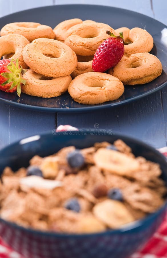 Breakfast with Wholegrain Cereals. Stock Photo Image of bran