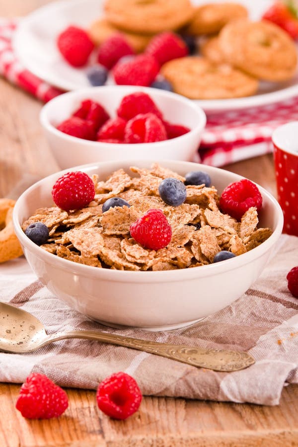 Breakfast with Wholegrain Cereals. Stock Photo Image of crumble