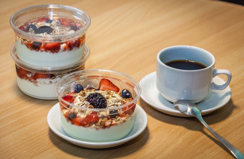 Breakfast yoghurts stock photo. Image of fruit, bowls - 57114784