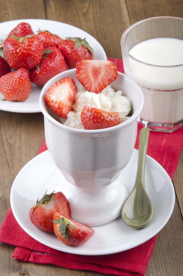 Breakfast with Yogurt and Strawberries Stock Image Image of fruity