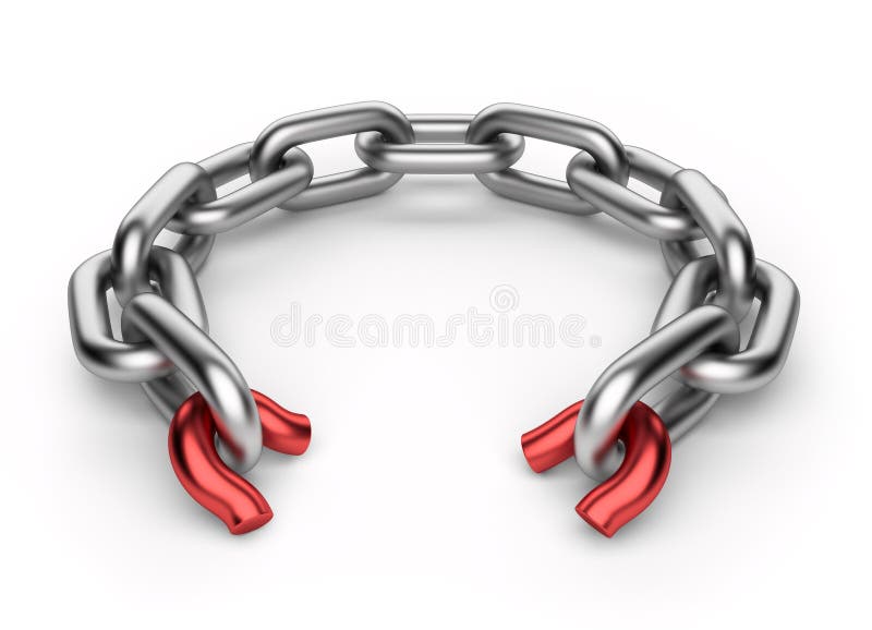 Breaking chain. Weak link concept 3D