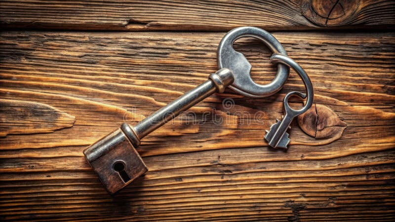 Breaking Free A Silver Key Unlocks New Opportunities on a Weathered Wooden Surface Symbolizing Liberation and Access vector illustration