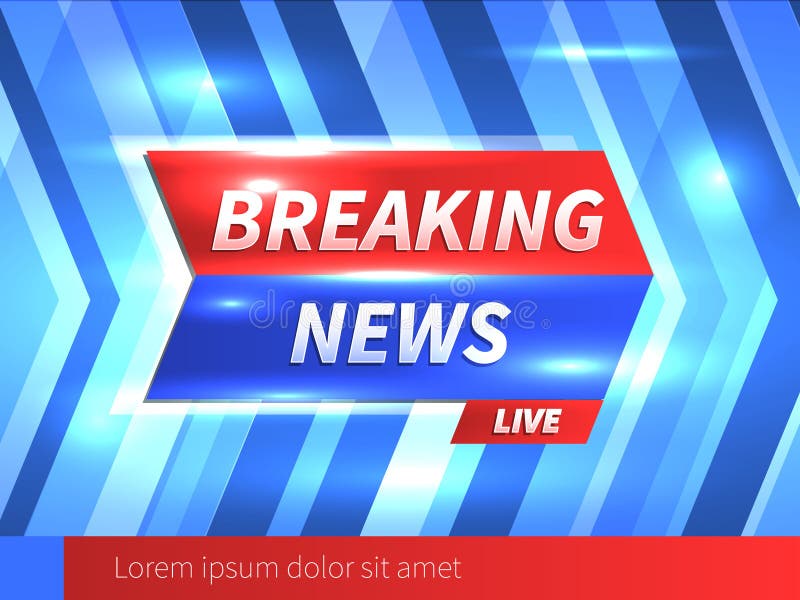 Breaking News Banner with striped blue Background vector illustration
