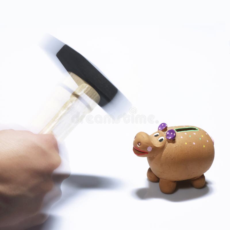 Breaking piggy bank - Breaking moneybox stock image Breaking piggy bank - Breaking moneybox stock image