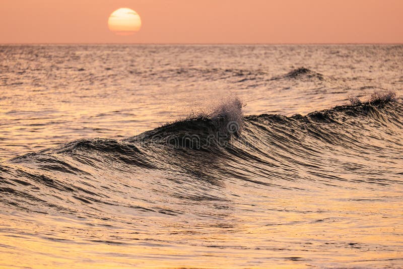 Breaking wave at sunset stock image. Image of calming 49217555