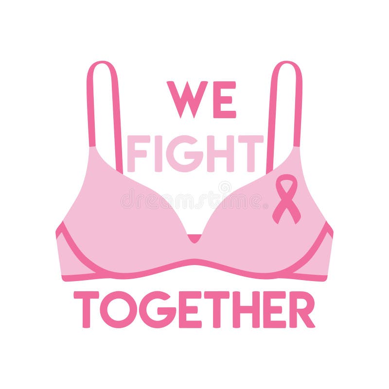 breast cancer awareness month, female chest pink bra and heart