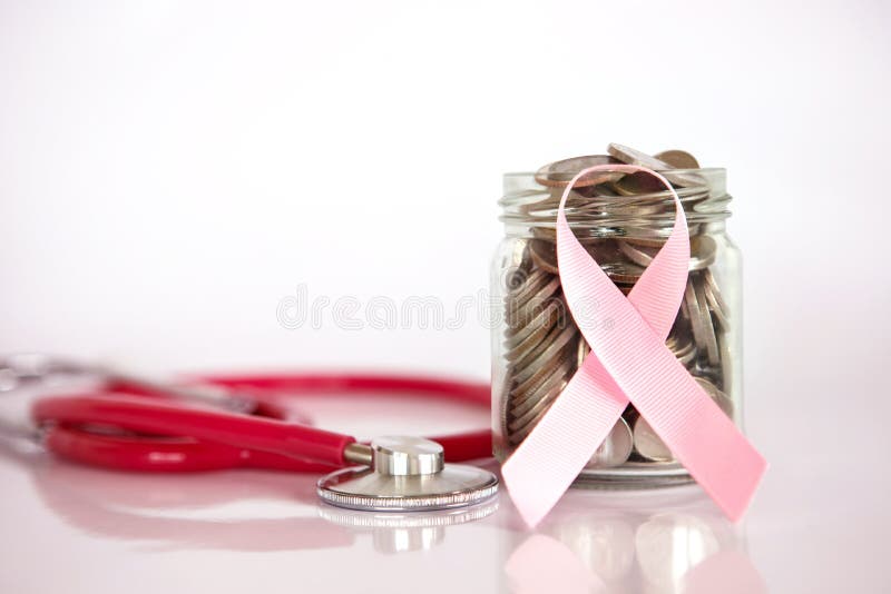 Breast Cancer Health  insurance and Money saving for Medical Healthcare disease insurance concept