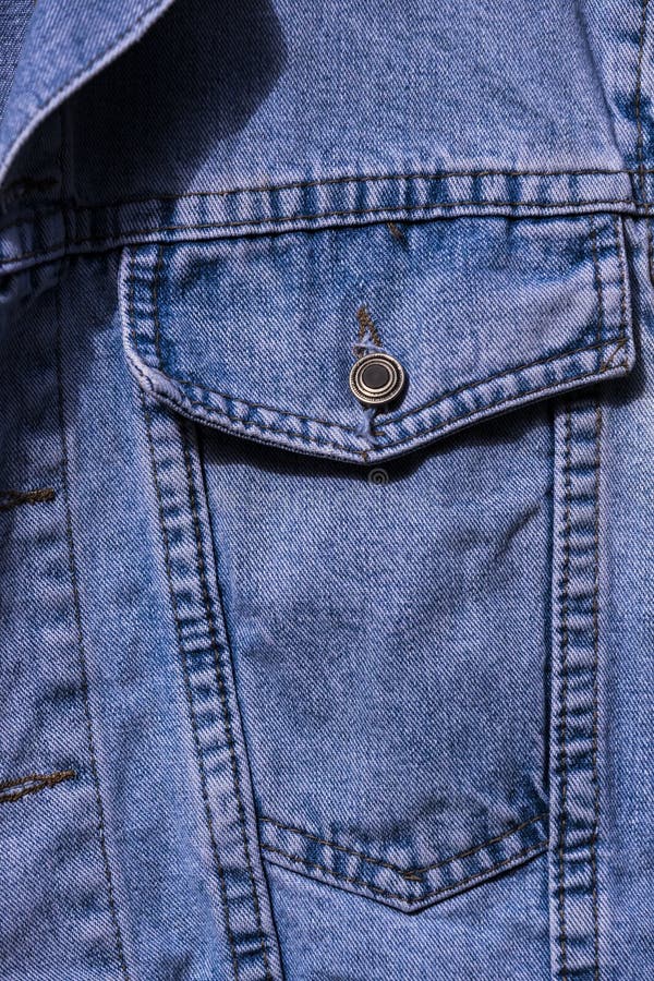 Breast Pocket of Denim Jacket Stock Image - Image of closeup, curves ...