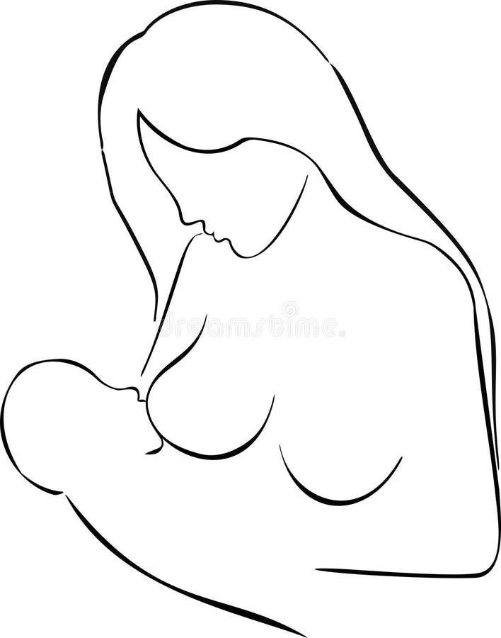 Breastfeeding Line Art royalty free illustration.