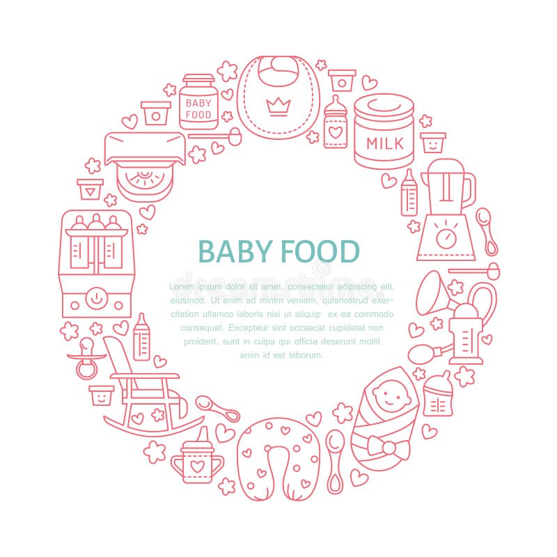Download Breastfeeding Poster Template. Vector Line Illustration Of Breast Feeding, Baby Infant Food ...