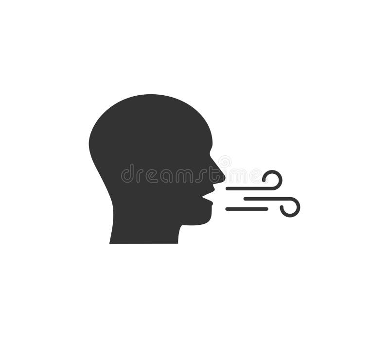 Breath Design Concept. Open Mouth With Steam.Fresh Breath Icon In Flat