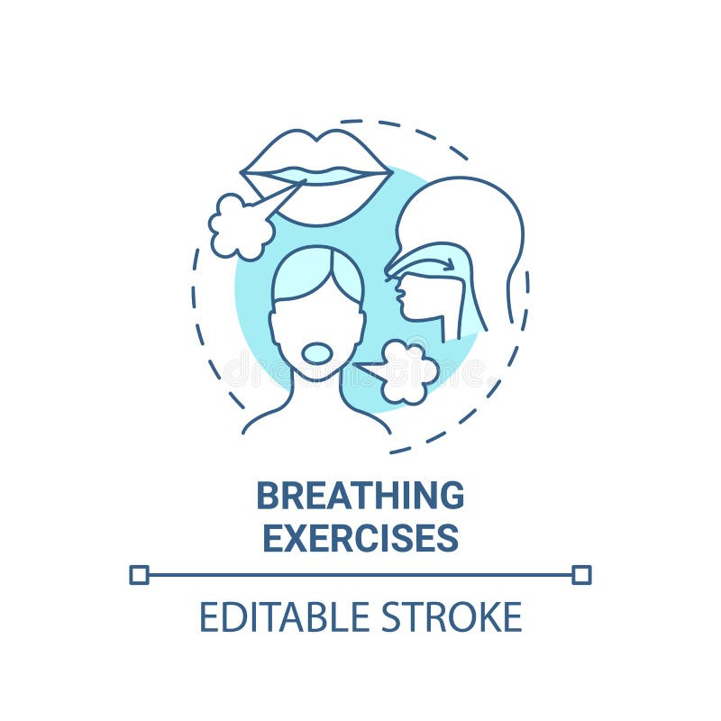 Breathing exercises blue concept icon royalty free illustration