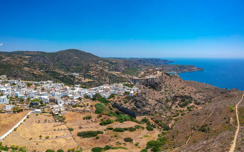 Breathtaking Aerial Panoramic View Over Chora, Kythera by the Castle at ...