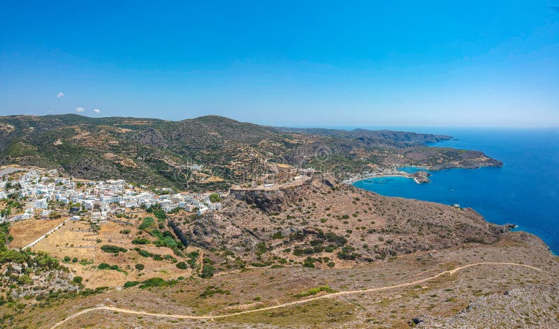 Breathtaking Aerial Panoramic View Over Chora, Kythera by the Castle at ...