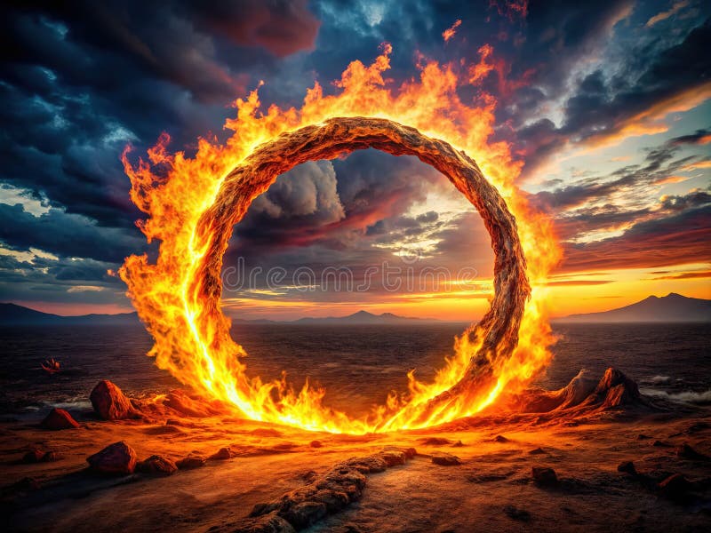 A Breathtaking AIGenerated Fiery Vortex Stunning Visual Art with Vibrant Colors and Intense Lighting royalty free illustration