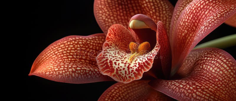 Stunning Close-Up of a Red Orchid Flower with Intricate Pattern royalty free illustration