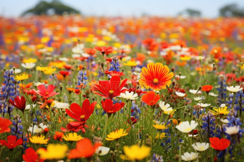 A Breathtaking Field Filled with an Array of Brightly Colored Flowers