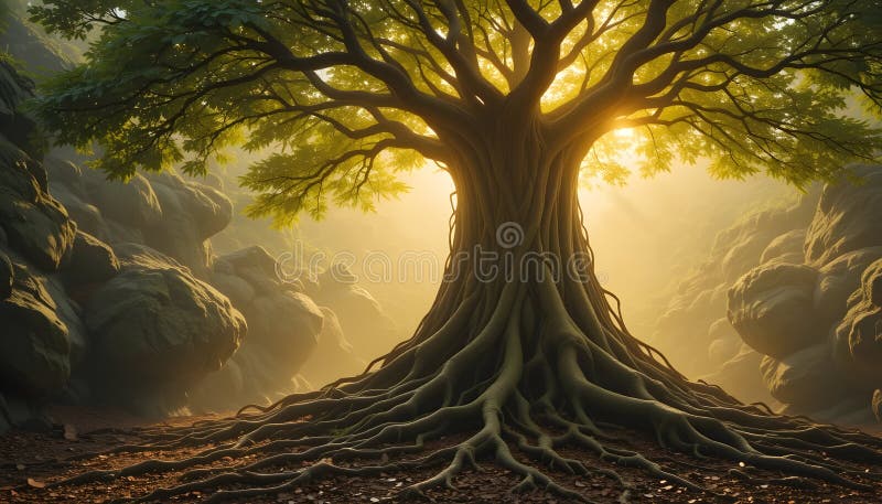 Ancient Tree of Light stock illustration