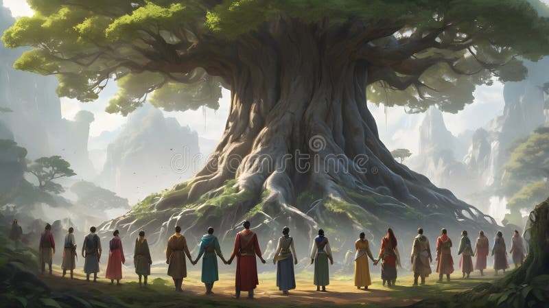 Ancient Tree of Unity vector illustration