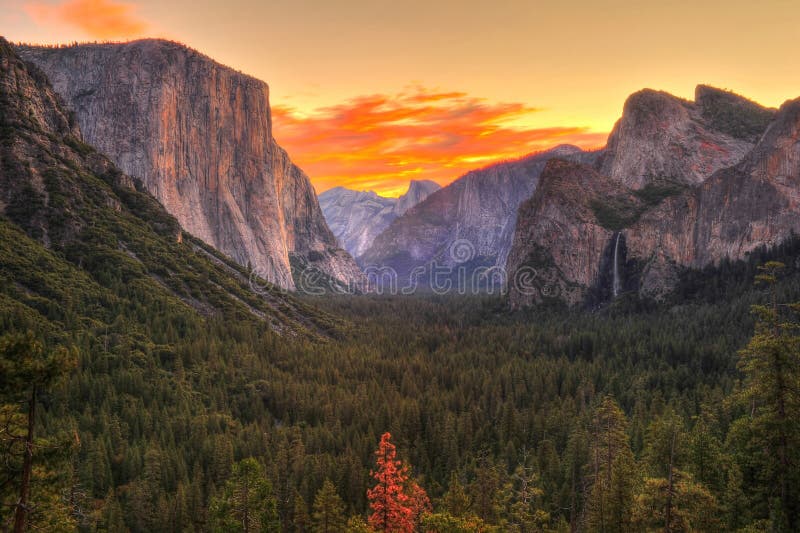Breathtaking Yosemite park narodowy przy wschodem słońca, świtem/, Kalifornia