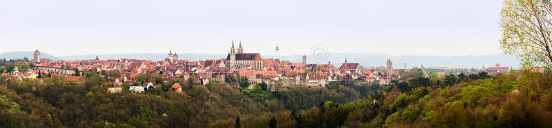 Bred panorama av Rothenburg obder Tauber