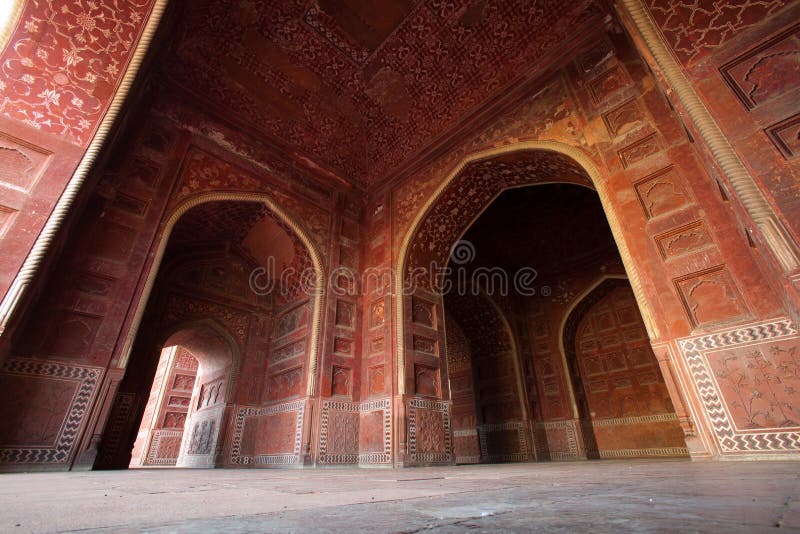 Wide angle of the One of the Taj Mahal mosques, India, Agra. Wide angle of the One of the Taj Mahal mosques, India, Agra