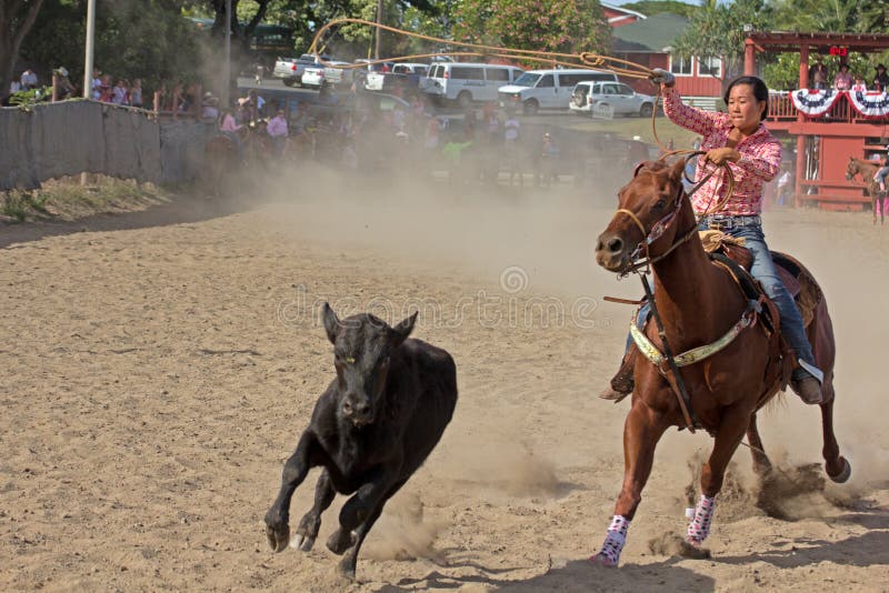 Event: 2011 Hawai'i Women's Rodeo Association All Girls Statewide Rodeo (19th Annual) Location: Kualoa Ranch, on the island of O'ahu, Hawai'i, USA, 01.X.11 Subject: A Cowgirl throwing a wide loop. Event: 2011 Hawai'i Women's Rodeo Association All Girls Statewide Rodeo (19th Annual) Location: Kualoa Ranch, on the island of O'ahu, Hawai'i, USA, 01.X.11 Subject: A Cowgirl throwing a wide loop.