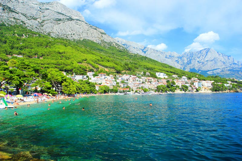 Brela, Touristic Destination Near Makarska Town, Adriatic Sea, Croatia ...