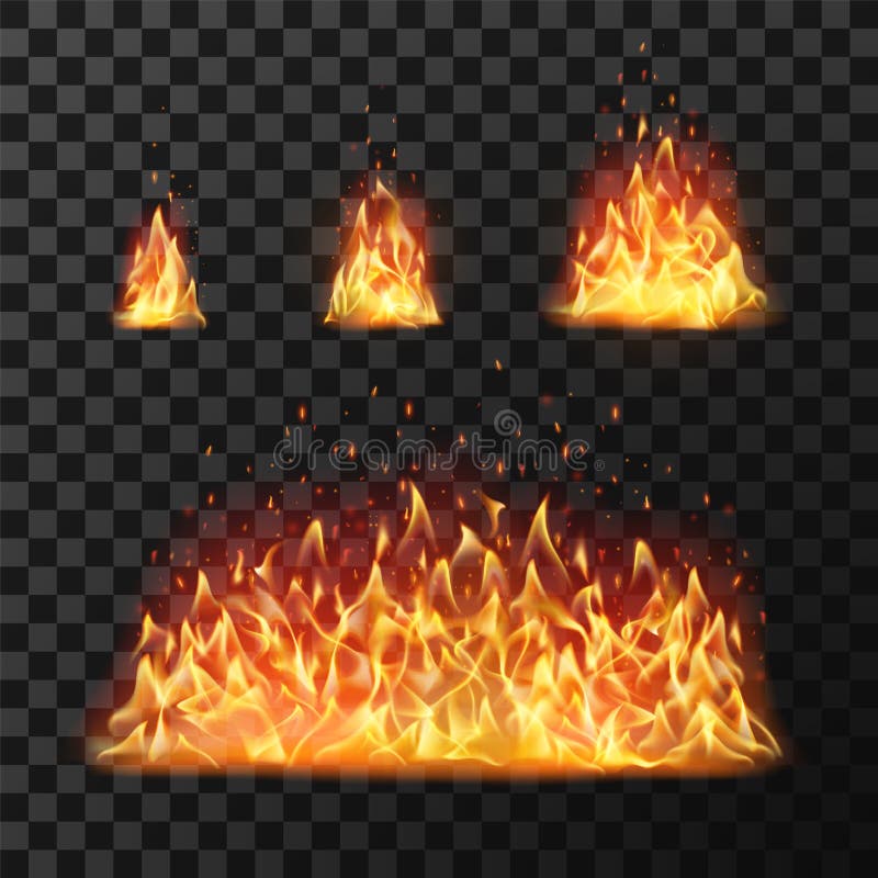 Brennende Feuerflammen oder heiße lodernde Flammenfeuerkugel Die lokalisierten loderndes Feuer vector Satz lizenzfreie abbildung Brennende Feuerflammen oder heiße lodernde Flammenfeuerkugel Die lokalisierten loderndes Feuer vector Satz lizenzfreie abbildung