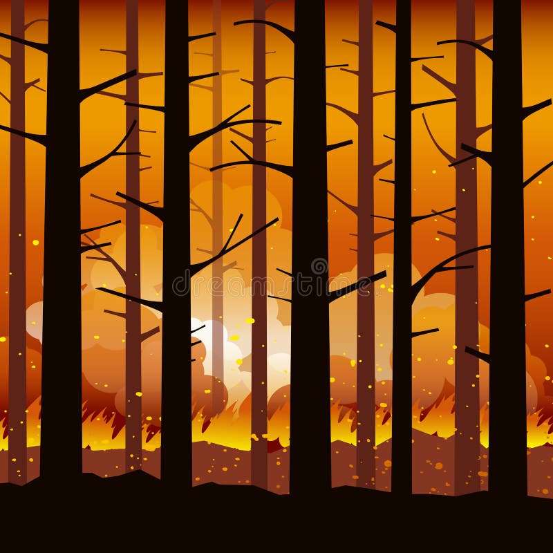 Brennende Naturkatastrophe des Waldbrands vektor abbildung