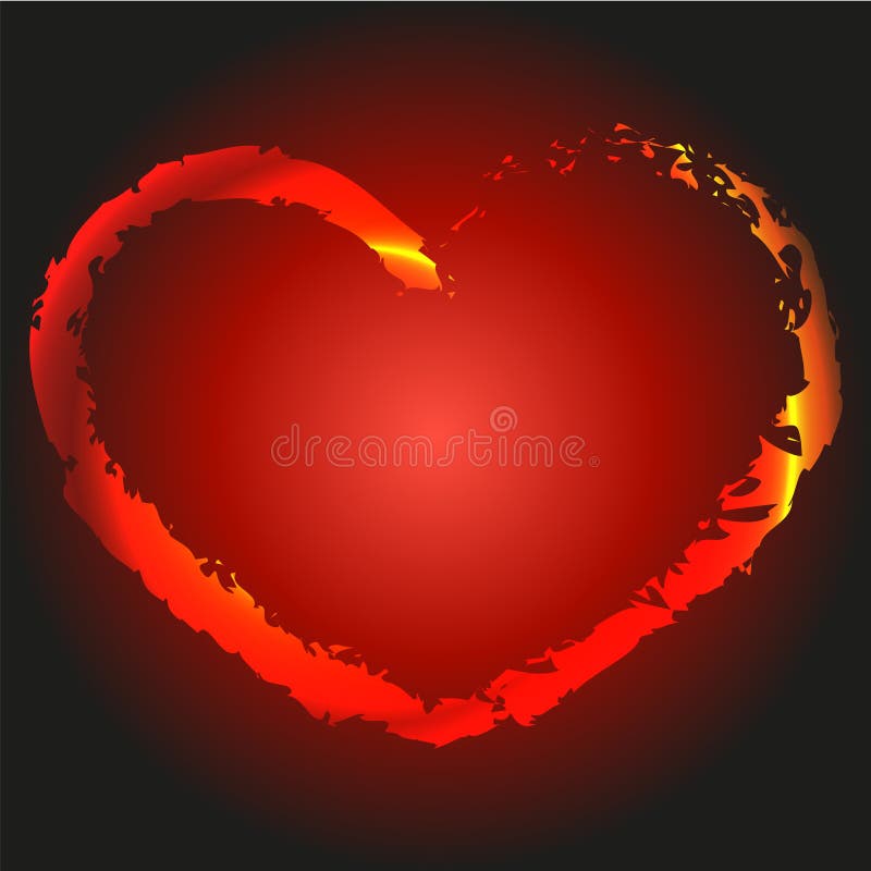 Brennendes Herz Als Zeichen Und Symbol Der Liebe Vektor Abbildung