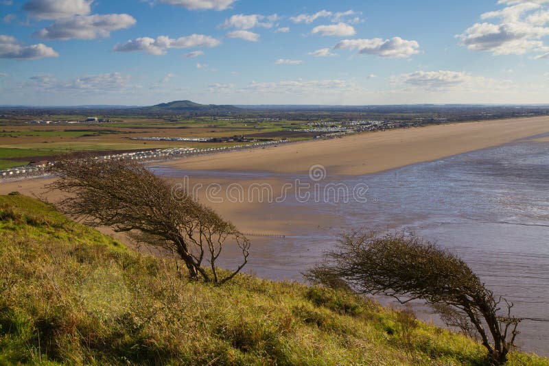 Brent Knoll and Brean beach from Brean Down