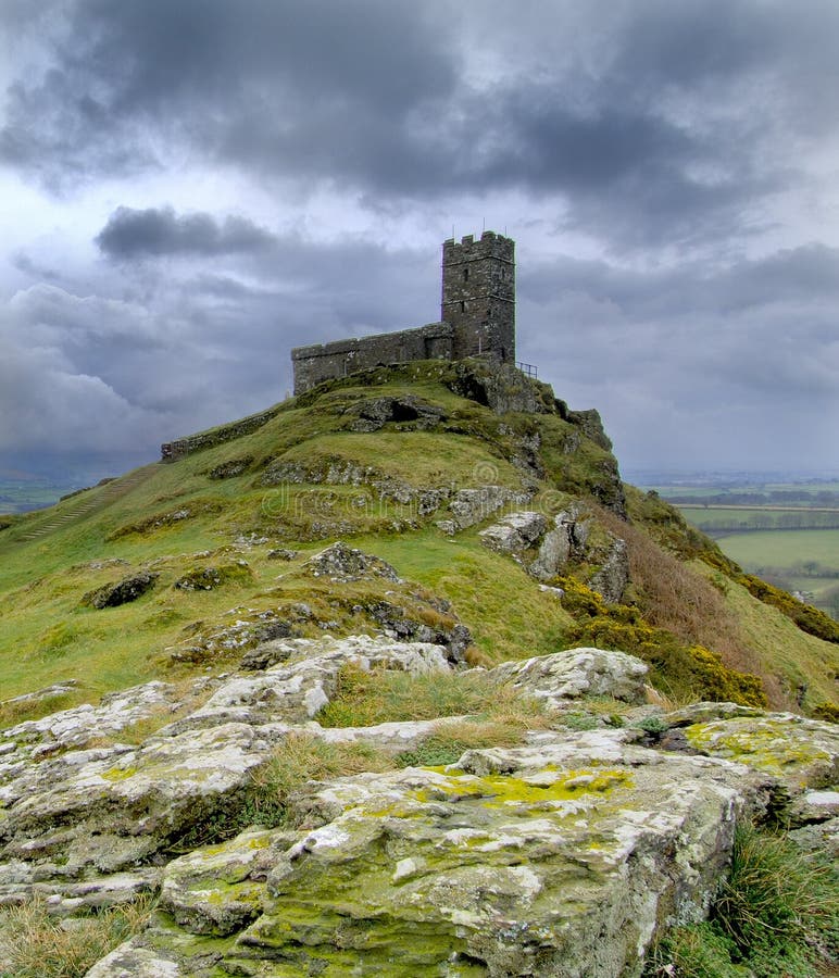 Dramatic stormy skies over The Church of St Michael on Brent Tor within Dartmoor National Park South Devon. Dramatic stormy skies over The Church of St Michael on Brent Tor within Dartmoor National Park South Devon