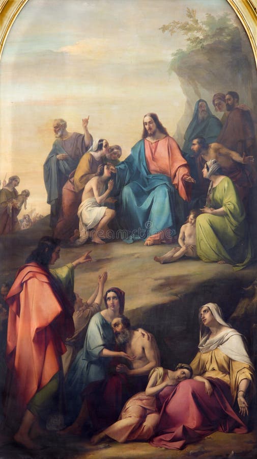 BRESCIA, ITALIA, 2016: Ansimare del sermone di Gesù in duomo Nuovo da Michelangelo Grigoletti fotografia stock BRESCIA, ITALIA, 2016: Ansimare del sermone di Gesù in duomo Nuovo da Michelangelo Grigoletti fotografia stock
