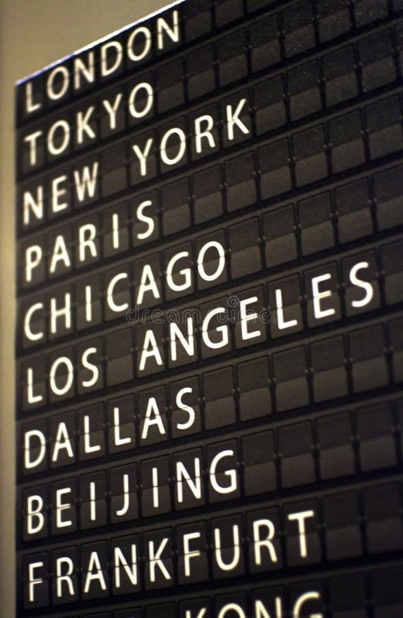 Airport flip board with world capital cities name. Airport flip board with world capital cities name