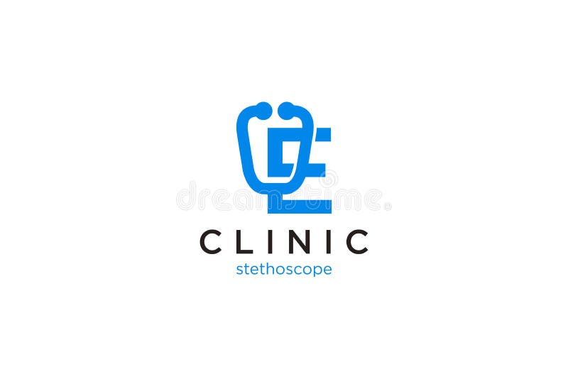 Brev e logotyp med stethoscope för medicinskt och farmaceutiskt bruk vektor illustrationer