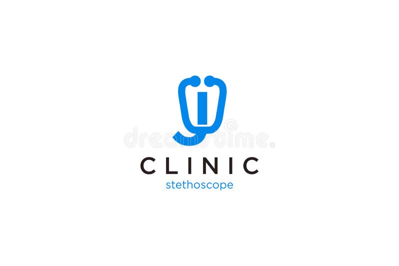 Brev j-logotyp med stetoskop för medicinskt och farmaceutiskt bruk stock illustrationer