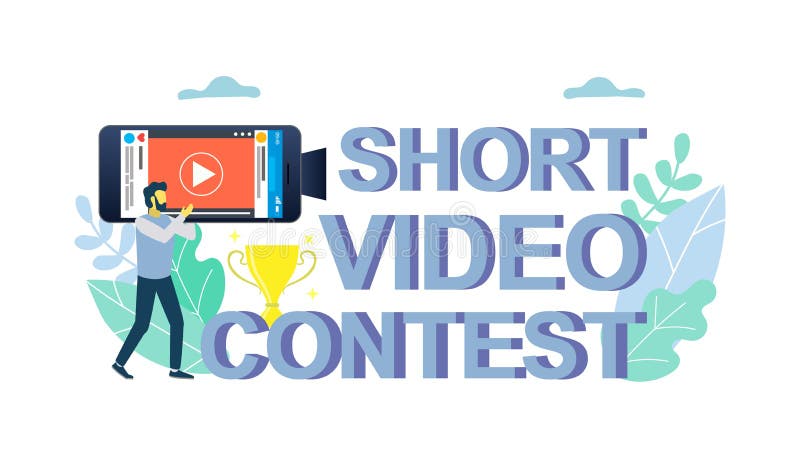 Breve video concetto mobile di vettore di concorso per l'insegna di web, pagina del sito Web