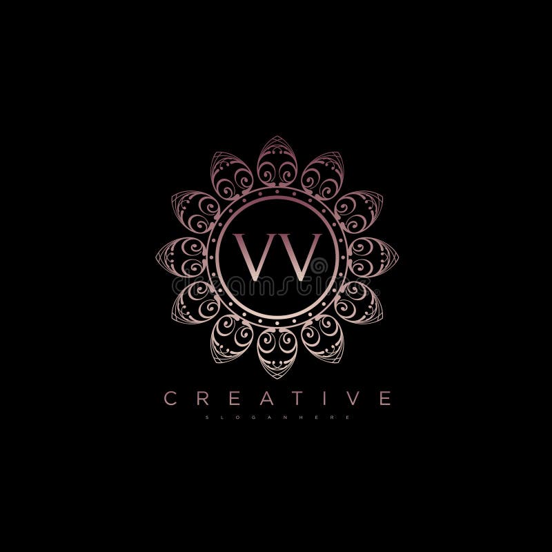 Brevvektor vv elegant initial logotyp lotus vektor royaltyfri illustrationer