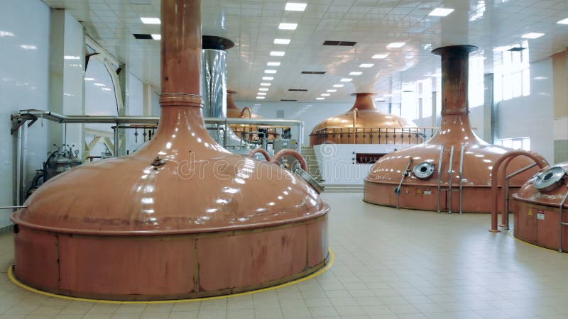 Brewing tanks installed in a distillery