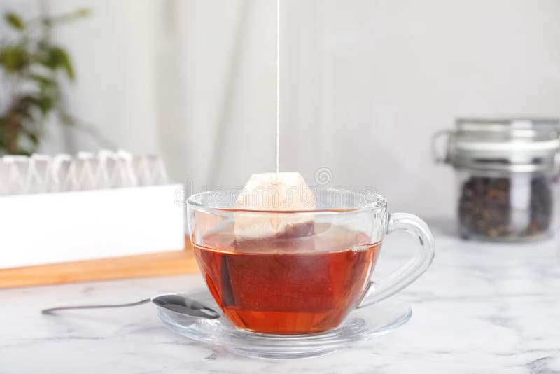 Brewing Tea with Bag in Cup Stock Image Image of antioxidant