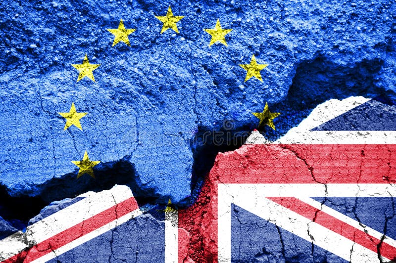 Brexit, Vlaggen van het Verenigd Koninkrijk en de Europese Unie stock foto Brexit, Vlaggen van het Verenigd Koninkrijk en de Europese Unie stock foto